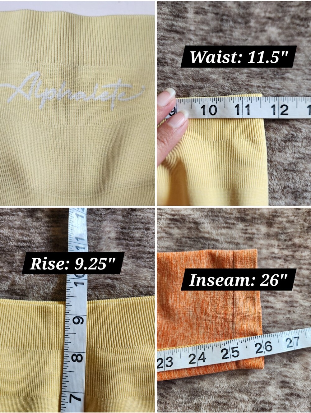 Alphalete Amplify Seamless Ombre Scrunch Bum Leggings Yellow Orange Size Medium - Picture 9 of 9